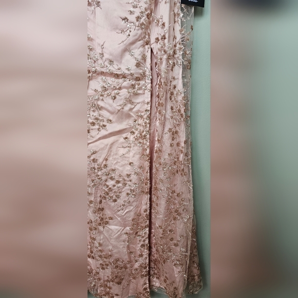 Lulus Blissful Blossoms Blush Pink Mesh Sequin Embroidery Backless Maxi Dress XL - Picture 11 of 13